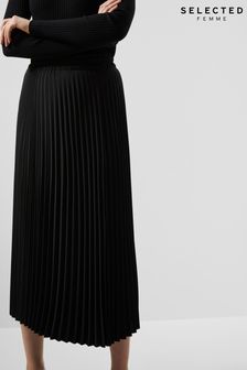 Selected Femme Black Pleated Midi Skirt (L97400) | €38