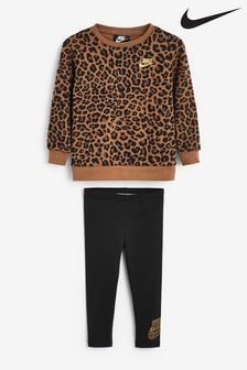 Črna - Komplet puloverja z leopardjim potiskom in legic Nike za mlajše otroke (M00031) | €49