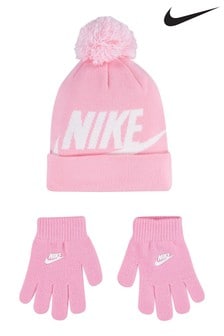 Nike Kleinkinder Set mit Mütze und Handschuhen, Pink (M00055) | 30 €