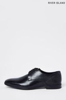 Pantofi Derby plați River Island negri cu șiret (M00171) | 177 LEI
