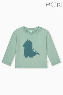 MORI Langärmeliges T-Shirt aus Bio-Baumwolle mit Dinosaurierdesign, Grün (M00175) | 34 € - 37 €