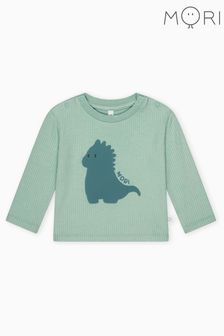MORI Green Organic Cotton Long Sleeve Dinosaur T-Shirt