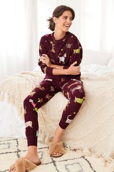 Berry Red Dog Supersoft Cosy Pyjamas (M00376) | $46