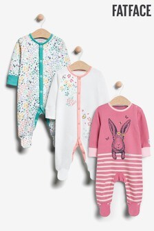 FatFace Baby Crew Printed Sleepsuits 3 Pack