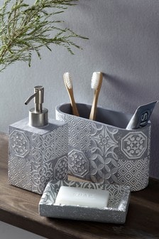 Grey Tile Print Soap Dish (M00985) | $12