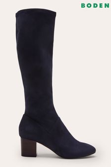 Boden Blue Round Toe Stretch Boots