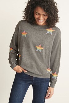 Pull multicolore à motif étoile