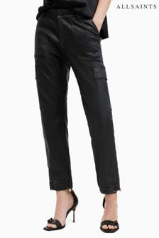 AllSaints Black Nola Coated Trousers (M02476) | OMR82