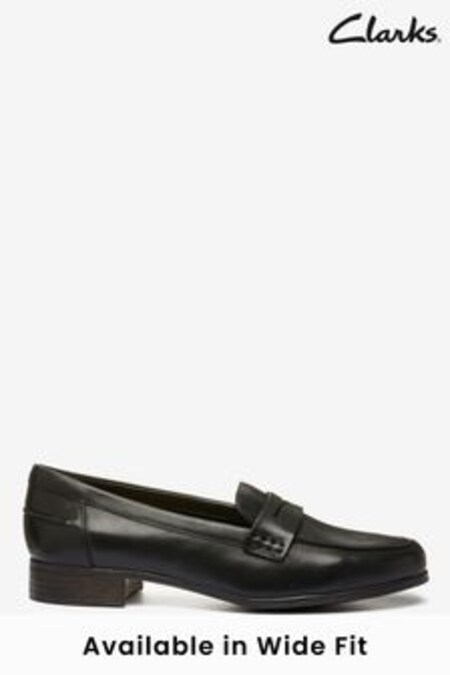 Clarks Black Leather Hamble Wide Fit Loafer Shoes (M02487) | 94 €