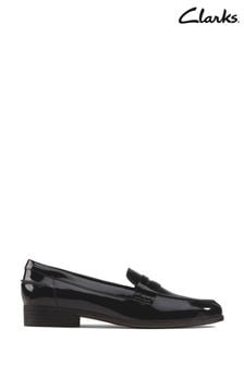 Clarks Black Pat Hamble Wide Fit Loafer Shoes (M02488) | €88