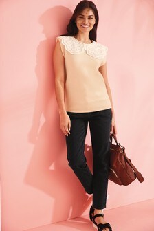 Débardeur avec col et épaules contrastantes