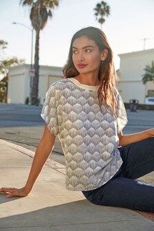 T-shirt ras du cou à manches fendues