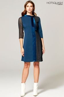 Robe HotSquash bleue à coutures apparentes et touches en velours (M02788) | €134