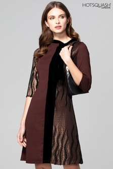 HotSquash Brown Princess Seam Dress With Velvet (M02814) | kr1,545