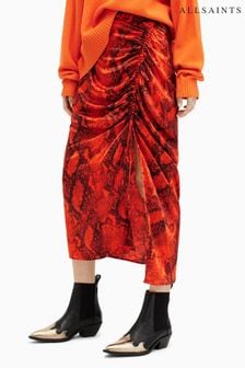 AllSaints Orange Carla Tahoe Skirt (M02982) | SGD 308