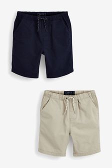 Navy/Stone 2 Pack Pull-On Shorts (3-16yrs) (M03110) | $18 - $33