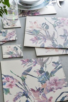 4 Reversible Faux Leather Placemats & Coasters Set
