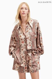 AllSaints Brown Charli Cascade Shirt (M03245) | AED882