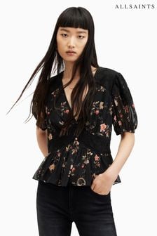 AllSaints Black Dinah Tanana Top (M03335) | $238