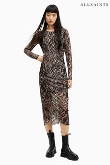 AllSaints Black Long Sleeve Nora Waimea Dress (M03354) | AED771