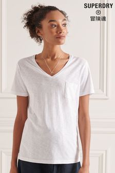 白色 - Superdry條紋口袋V領T恤 (M03583) | HK$301