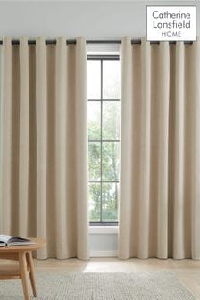 Catherine Lansfield Natural Wilson Thermal Blackout Lined Eyelet Curtains (M03981) | €40 - €108