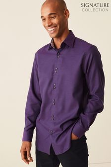 Purple Regular Fit Single Cuff Signature Trimmed Shirt (M04684) | BGN 88