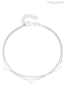 Simply Silver Zweireihiges Armband mit Herzmotiven, Silberfarben (M04723) | 69 €