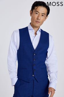 MOSS Slim Fit Blue Slub Suit Waistcoat (M05617) | kr909