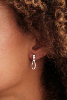 Simply Silver Infinity Cubic Zirconia Drop Earrings