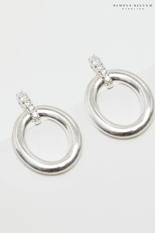 Simply Silver Silver Tone Polished Oval Link Drop Earrings (M05679) | kr389