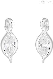 Simply Silver Silver Tone Cubic Zirconia Navette Earrings (M05698) | 148 QAR