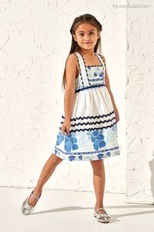 Blau - Angel & Rocket Connie Bedrucktes Sommerkleid mit Zackenlitze (M05916) | 41 € - 47 €