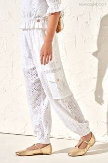 Angel & Rocket White Broderie Cleo Cargo 100% Cotton Trousers (M06067) | $45 - $51