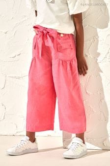 Růžové kalhoty Angel & Rocket s širokými nohavicemi a vlčími máky