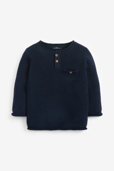 Henley Button Neck Jumper (3mths-7yrs)