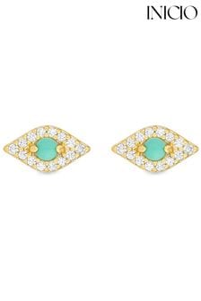 Inicio Gold Plated Gift Pouch Evil Eye Stud Earrings (M06796) | HK$267