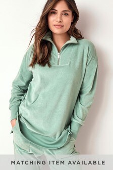 Towelling Lounge Half Zip Top