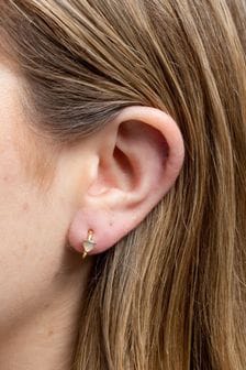 Inicio Gold Tone Quartz Hoop Earrings (M06978) | KRW64,000