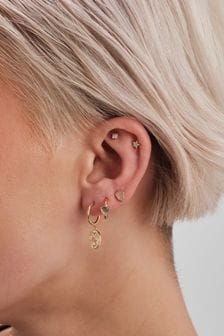 Inicio Gold Plated Quartz Charm Hoop Earrings (M07137) | kr454