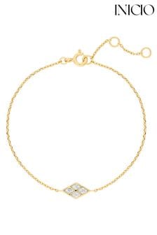 Inicio Gold Tone Gift Pouch Diamond Shape Cubic Zirconia Bracelet (M07262) | $55