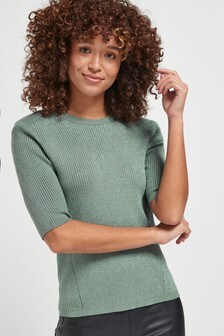 Pull côtelé en fil métallisé