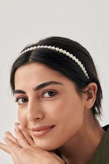 Cream Bridal Pearl Headband (M07586) | 13 €