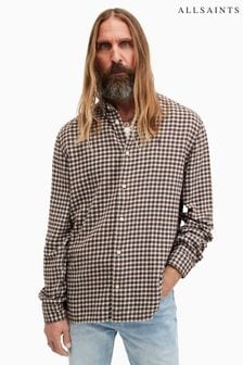 AllSaints Brown Long Sleeve Wayanda Shirt (M07722) | SGD 192