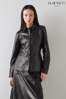 L.K.Bennett Black Monmouth Leather Shirt (M07975) | ₪ 1,765