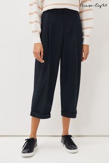 Phase Eight Blue Odette Pleated Crop Trousers (M08182) | ₪ 428