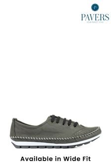 Pavers Green Ladies Leather Lace-Up Trainers (M08304) | $72