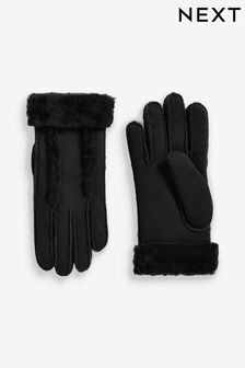 Black Leather Sheepskin Gloves (M08578) | kr402