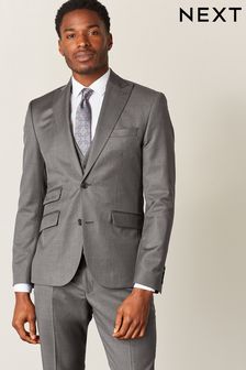 Grey Slim Fit Micro Patterned Wool Rich Slim Fit Suit Jacket (M08955) | 56 €