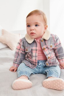 Pink Baby Check Borg Jacket (0-18mths) (M08966) | $34